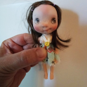 Nela girl OOAK,resin handmade 5.5' doll and outfits