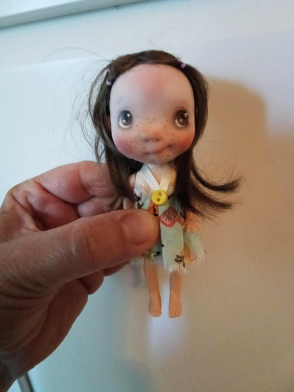 Nela girl OOAK,resin handmade 5.5' doll and outfits
