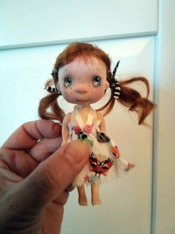 Daphni girl OOAK,resin handmade 5.5' doll and outfits