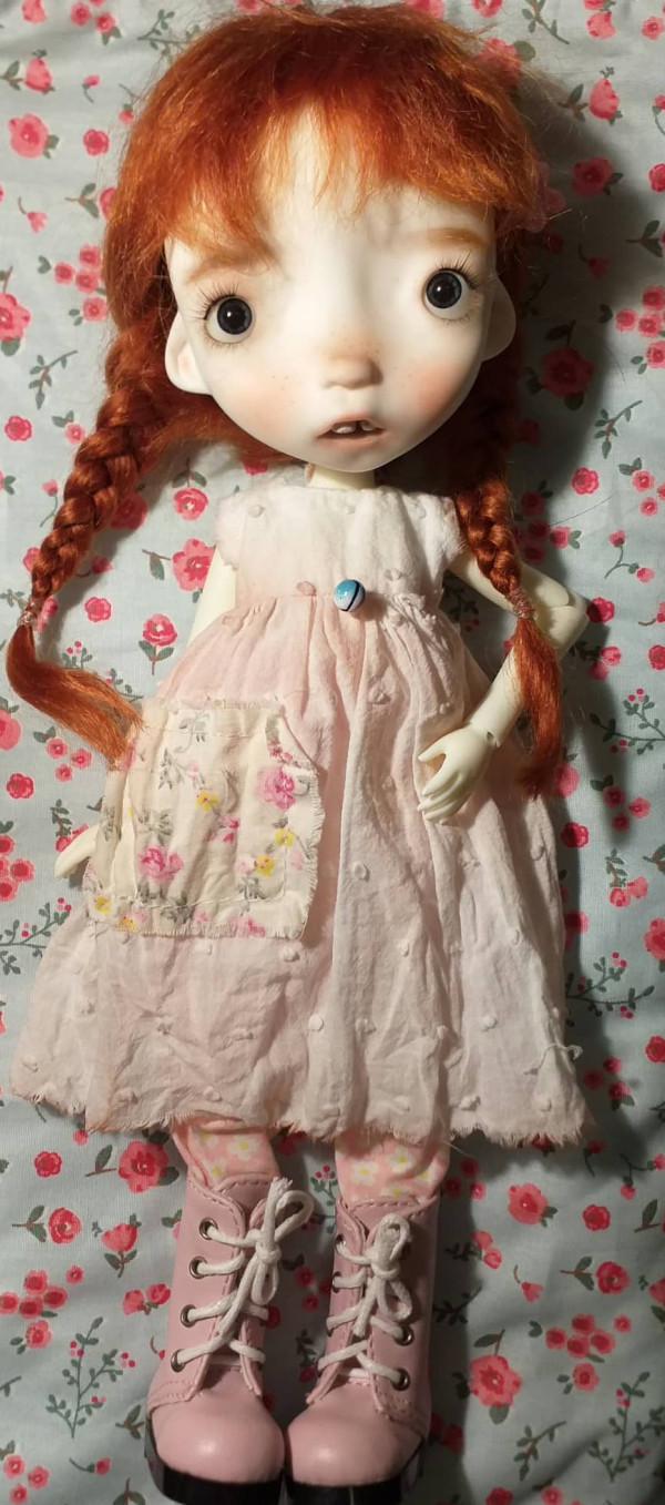 Malisa doll 11.5' with faceup eyes red hair tails wig and outfits - Image 3