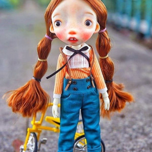 Malisa doll 11.5' with faceup eyes short ginger long wig as photos
