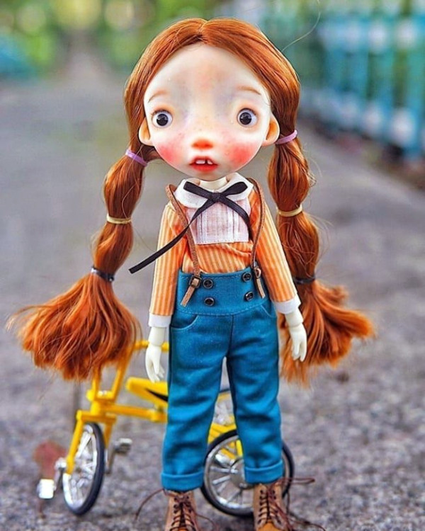 Malisa doll 11.5' with faceup eyes short ginger long wig as photos