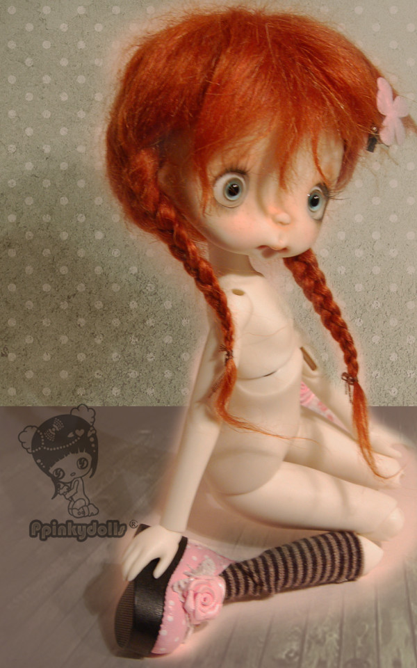 Hypate doll 11.5' with faceup eyes red hair tails wig - Image 3