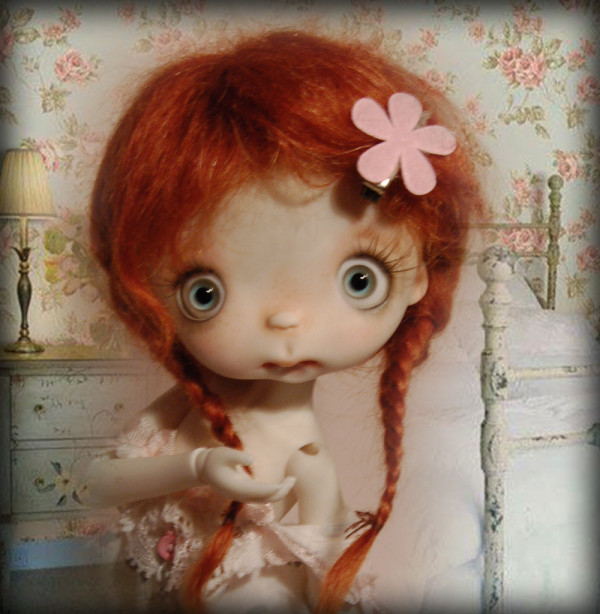 Hypate doll 11.5' with faceup eyes red hair tails wig - Image 2