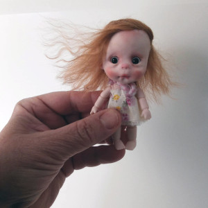 Emma girl OOAK,resin handmade 3.5' doll and outfits