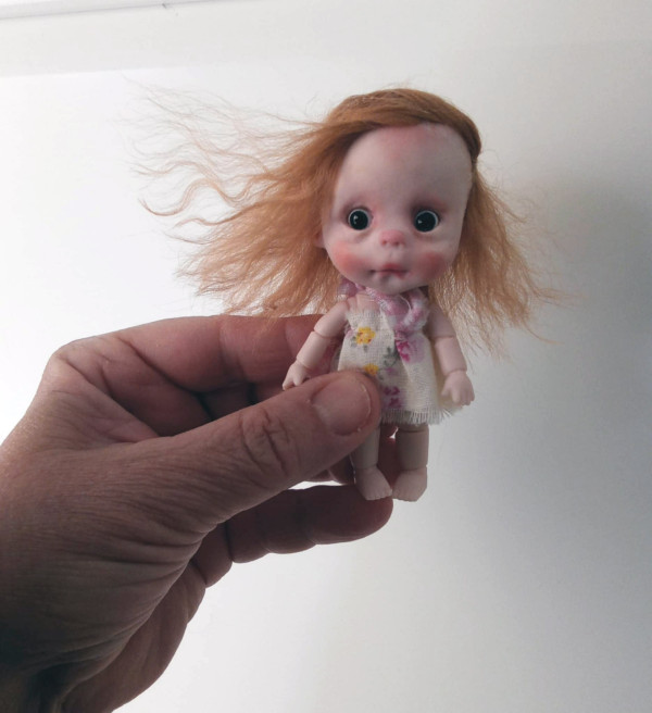 Emma girl OOAK,resin handmade 3.5' doll and outfits