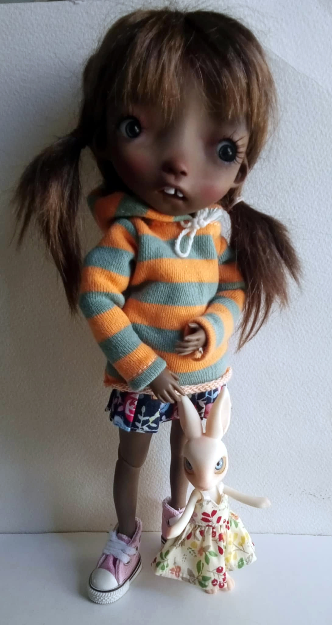 Malisa tan color doll 11.5' with faceup eyes Brown tails wig as photos - Image 2