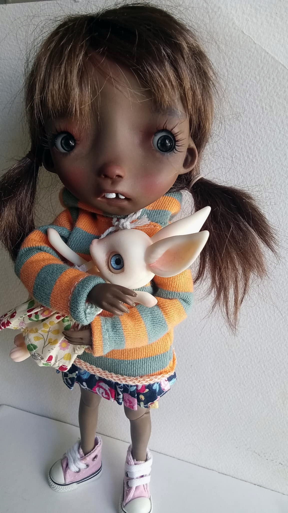 Malisa tan color doll 11.5' with faceup eyes Brown tails wig as photos