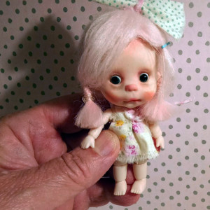 The Jesi tiny girl OOAK,resin handmade 3.5' doll and outfits