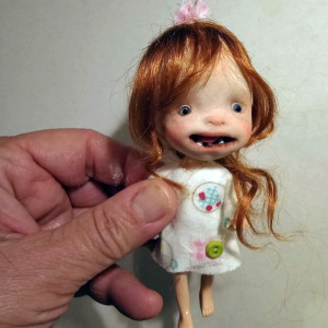 Dolly girl OOAK,resin handmade 5.5' doll and outfits
