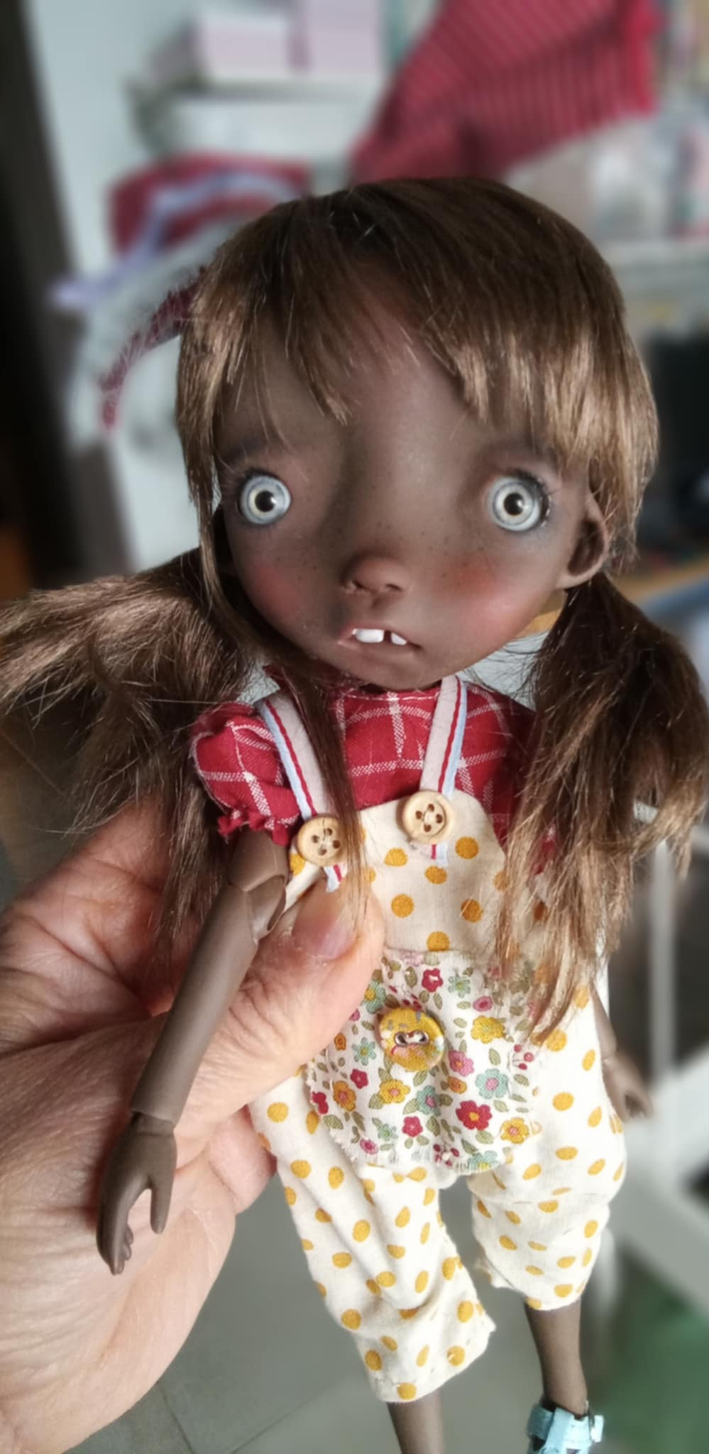 Malisa tan color doll 11.5' with faceup eyes Brown tails wig as photos - Image 6