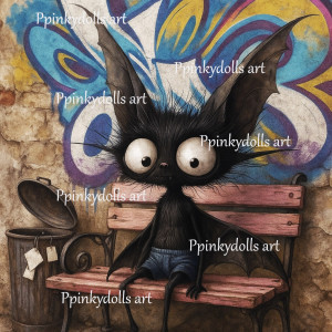 ''Pip the Bat'' one art print A4 sized (210 x 297 mm)