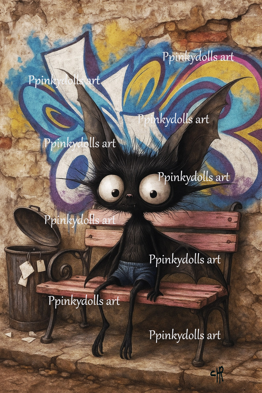 ''Pip the Bat'' one art print A4 sized (210 x 297 mm)