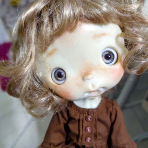 Hypate doll 11,5' with faceup eyes red hair tails wig