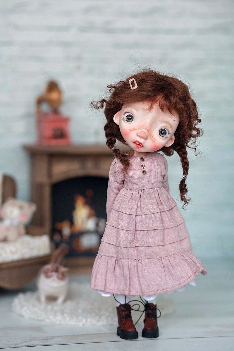 Malisa doll 11.5' with faceup eyes Brown soft tails wig as photos