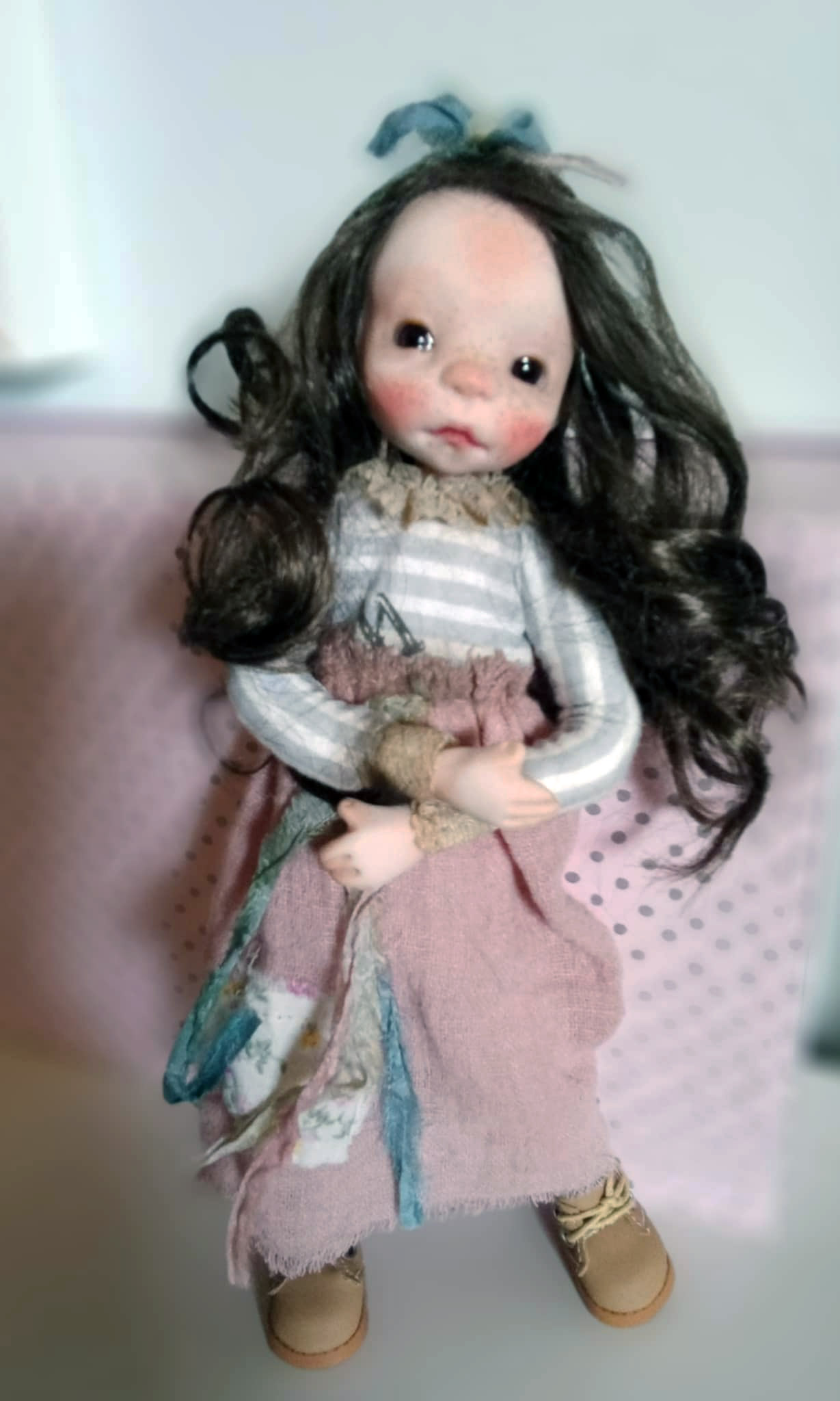Sonia' , OOAK handmade art doll 20cm ,by Ppinkydolls - Image 5