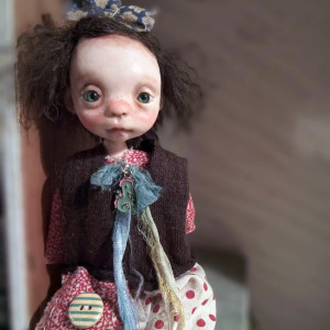 Sibil' , OOAK handmade art doll 20cm ,by Ppinkydolls