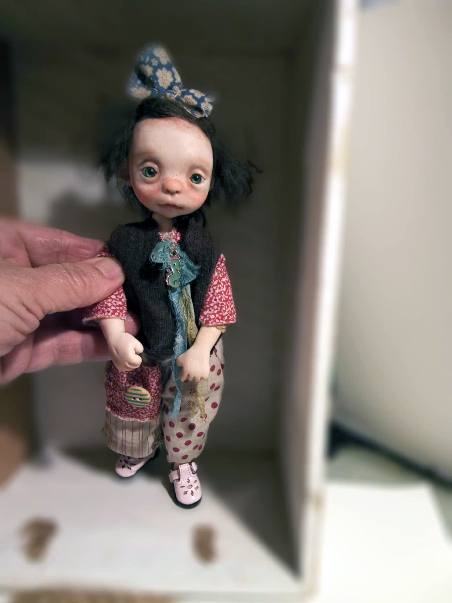 Sibil' , OOAK handmade art doll 20cm ,by Ppinkydolls - Image 3