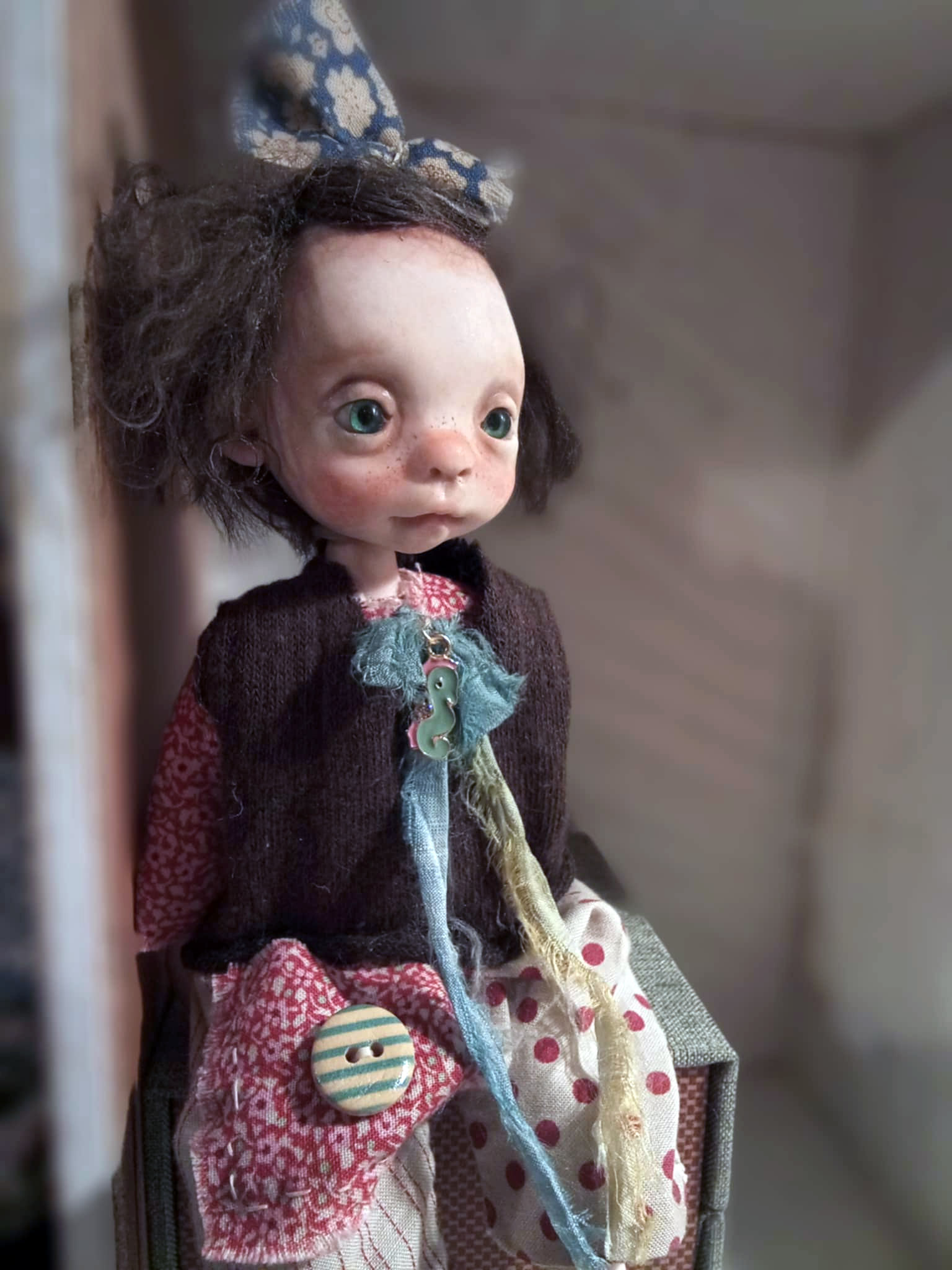 Sibil' , OOAK handmade art doll 20cm ,by Ppinkydolls - Image 2