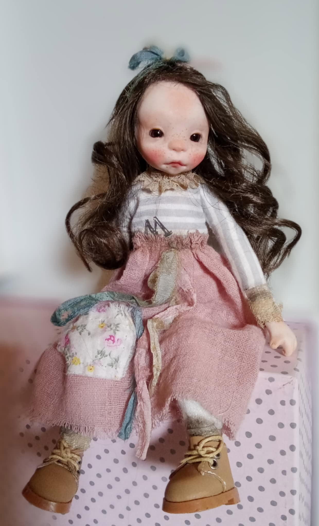 Sonia' , OOAK handmade art doll 20cm ,by Ppinkydolls - Image 3