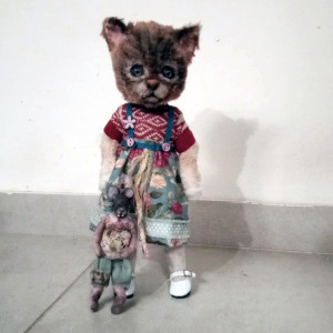 Luna & Mouse OOAK collectible art dolls