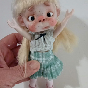 The Funny Pepe ooak handmade 8'' full set ready doll by Ppinkydolls