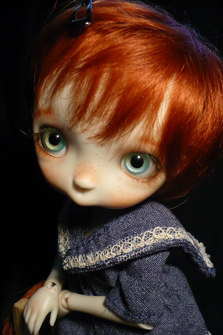 Miko doll with faceup eyes red hair tails wig - Image 2