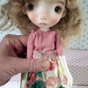 Malisa  ready bjd resin collectible doll with her tiny doll..OOAK 12 inches full set