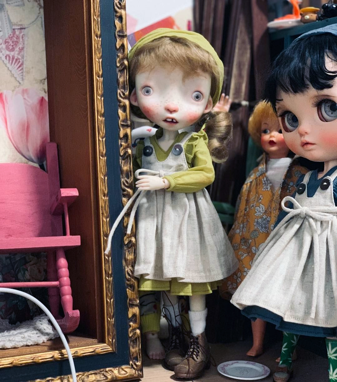 Malisa doll with faceup eyes Brown real mohair wig as photos - Image 2