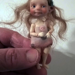 Aprilia' 3 inches Tiny bjd Elf handmade doll
