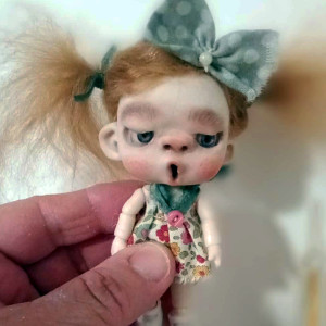 The Bad Bunnies "OOAK tiny handmade doll ash blonde hair