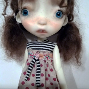 Malisa  ready bjd resin collectible doll ..OOAK 11.5 inches full set with Brown color hair