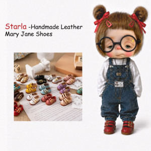 Handcrafted Leather Mary Jane Shoes for Starla Doll