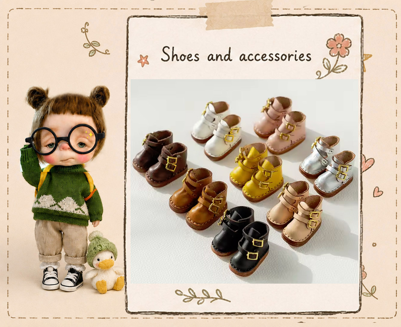 Handcrafted Leather Short boots for Starla Doll