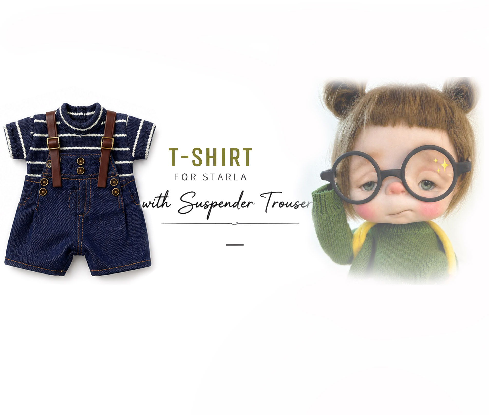 T-shirt with denim Suspender Trouser for Starla doll