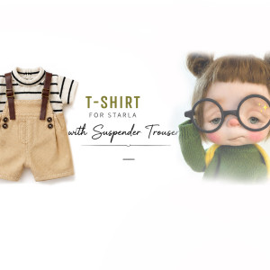 T-shirt with beige Suspender Trouser for Starla doll
