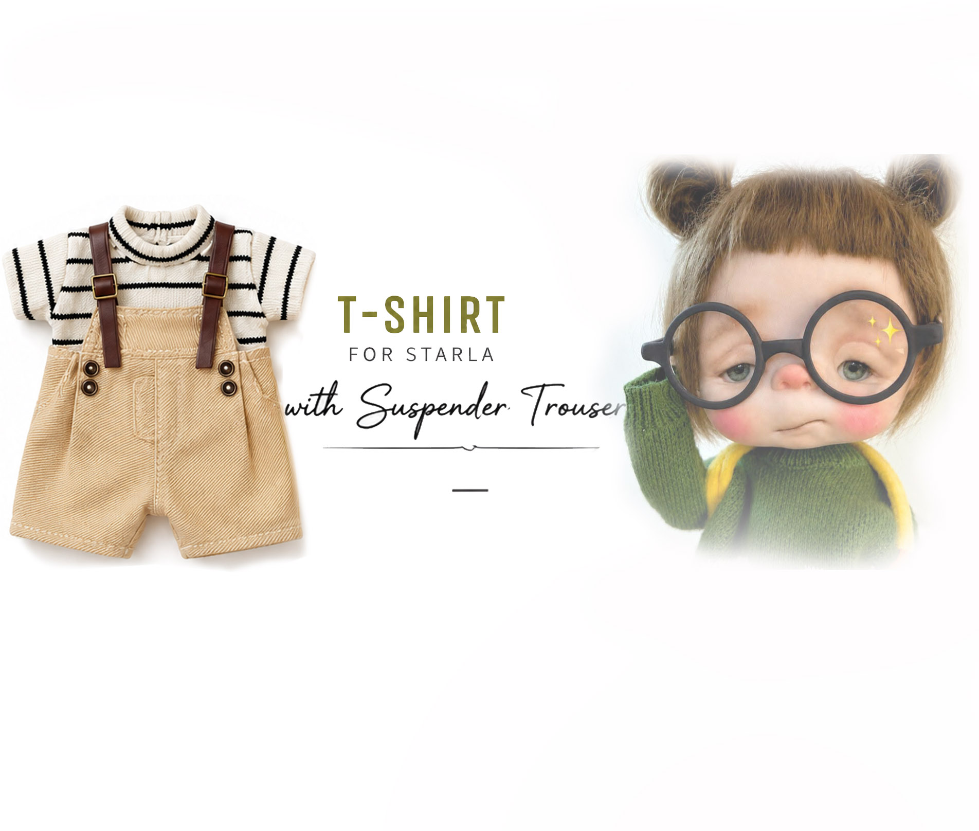 T-shirt with beige Suspender Trouser for Starla doll