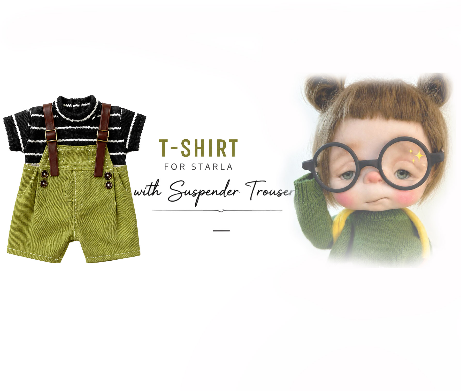 T-shirt with green Suspender Trouser for Starla doll