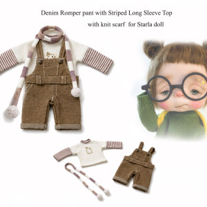 T-Shirt with Suspender cotton dyed pant & knit scarf ,set for Starla doll