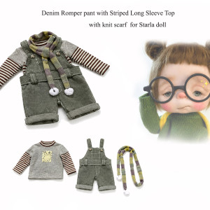 T-Shirt with Suspender cotton dyed pant & knit scarf ,set for Starla doll